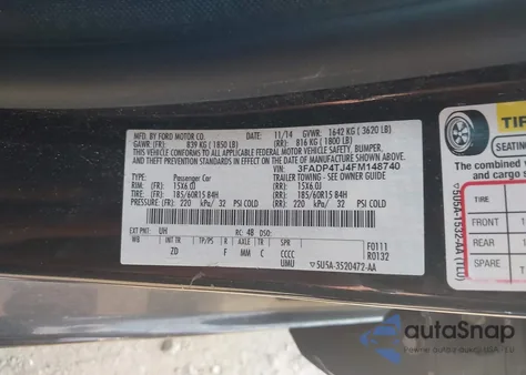 2015 Ford Fiesta S из США, поврежденный, VIN 3FADP4TJ4FM148740